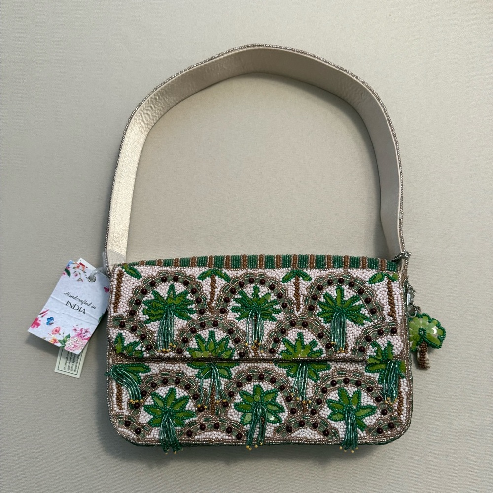 India Beaded Bag Palm Tree Tassels w/ Palm Tree Charm (Price is firm)